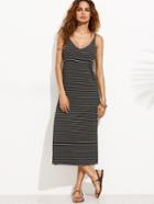 Shein Black Striped Slit Cami Dress