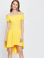 Shein Yellow Off The Shoulder Dip Hem Dress
