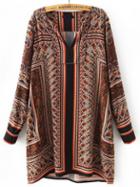 Shein Multicolor Long Sleeve Vintage Floral Loose Dress