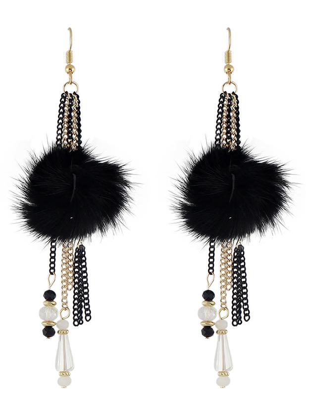 Shein Black Colorbeads Chain Long Hanging Earrings