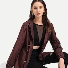 Shein Zip Up Hooded Windbreaker Jacket