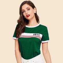 Shein Striped Print Ringer T-shirt