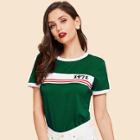 Shein Striped Print Ringer T-shirt