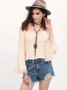 Shein Apricot Off The Shoulder Bell Sleeve Blouse