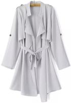 Shein Grey Long Sleeve Epaulet Tie-waist Trench Coat