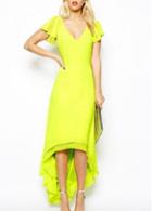 Rosewe Attractive Yellow High Low Hem Design Maxi Dress