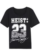 Shein Black Short Sleeve Heist 23 Print T-shirt