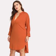 Shein Plus V Cut Neck High Low Tunic Dress