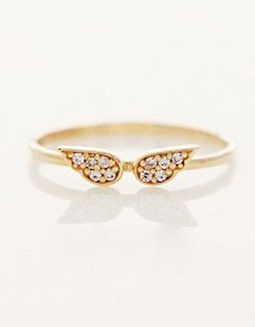 Shein Gold Diamond Wing Ring