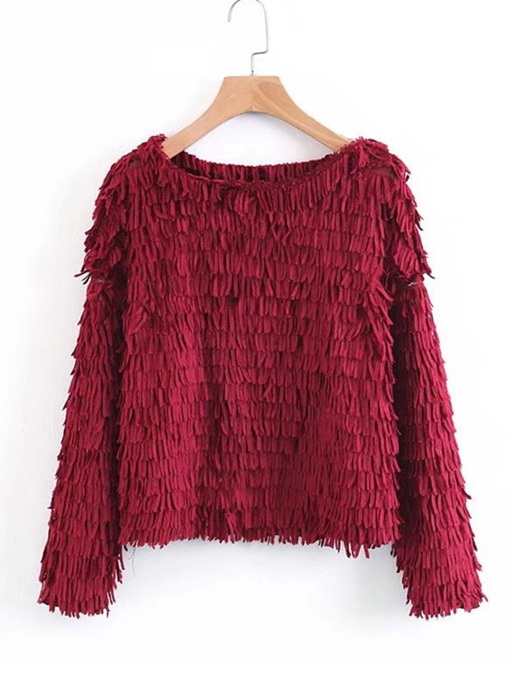 Shein Tiered Fringe Loose Sweater