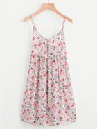 Shein Ditsy Print Random Single Breasted Cami Dress