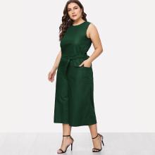Shein Plus Knot Front Belted Detail Romper