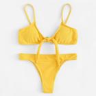 Shein Rib Knot Front Bikini Set