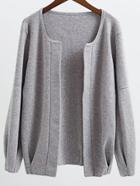 Shein Grey Open Front Drop Shoulder Loose Fit Cardigan