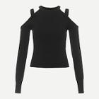 Shein Cut Out Shoulder Solid Halter Sweater