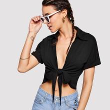 Shein Knot Front Crop Cardigan