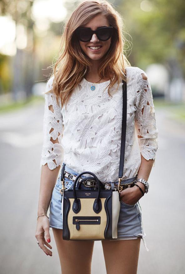 Shein White Half Sleeve Floral Crochet Blouse