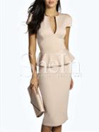 Shein Apricot Cap Sleeve Sheath Dress