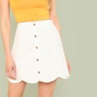 Shein Button Detail Scallop Trim Skirt