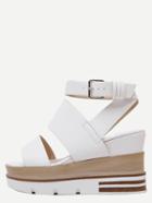 Shein White Open Toe Strap Platform Wedge Sandals