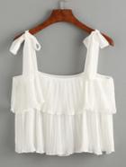 Shein White Straps Pleated Shirt