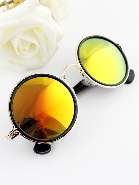 Shein Silver Rim Yellow Round Sunglasses