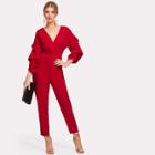 Shein Gathered Sleeve Wrap Jumpsuit