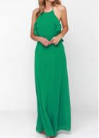 Rosewe Flouncing Hem Open Back Green Dress