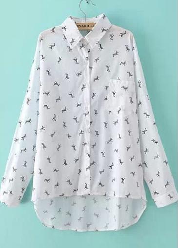Rosewe Adorable Zebra Print Turndown Collar T Shirt For Lady