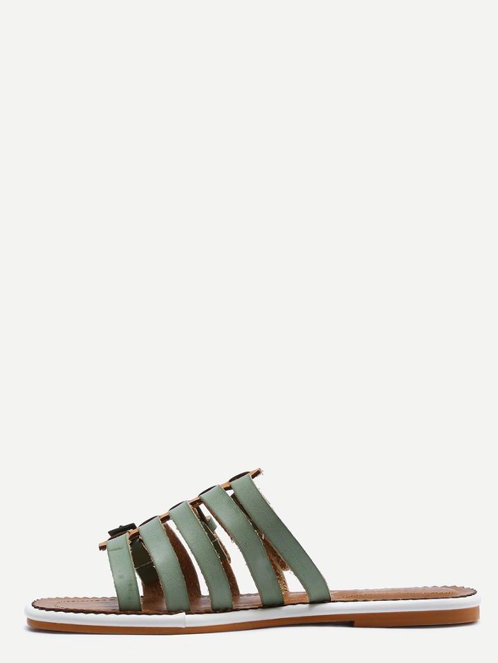 Shein Green Fuax Suede Open Toe Slippers