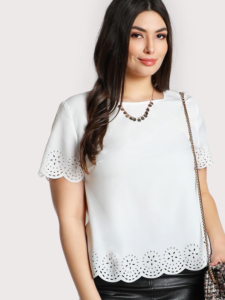 Shein Scalloped Laser Cut Top