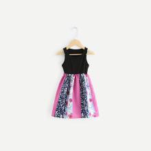 Shein Girls Contrast Striped Rose Printed Dress