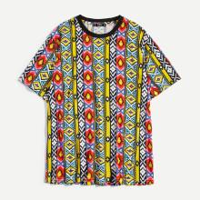 Shein Men Mixed Print Round Neck Tee