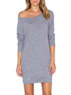 Shein Grey Tees Knittet Boat Neck Jumpers Long Sleeve Bodycon Dress