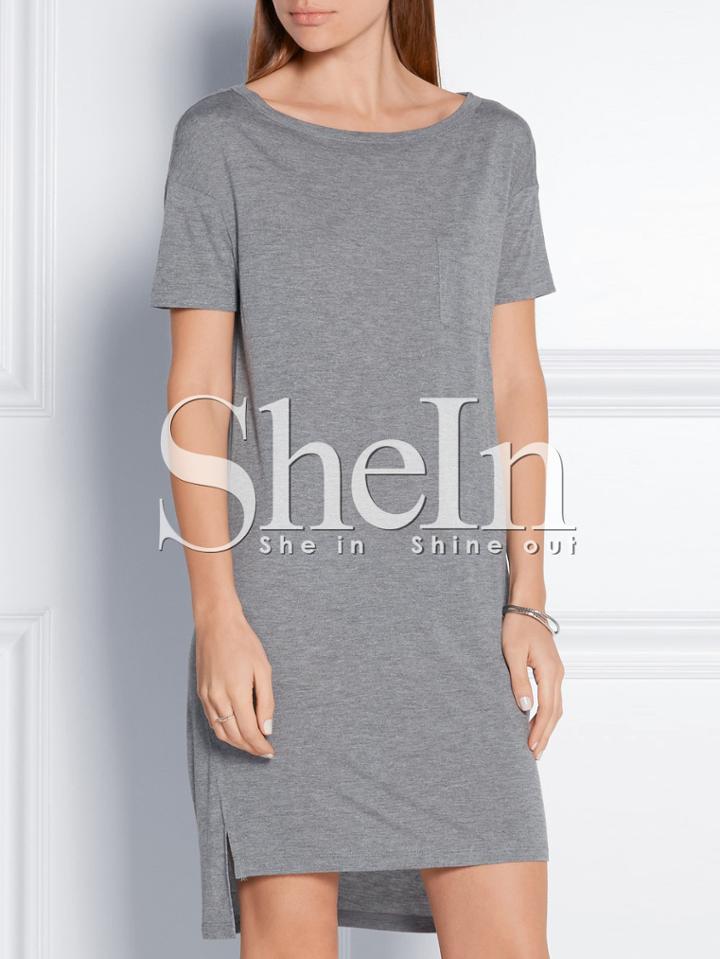 Shein Grey Dip Hem Shift Dress