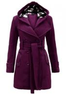 Rosewe Purple Double Breasted Long Sleeve Coat