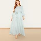 Shein Plus Bell Sleeve Scallop Laser Cut Dress
