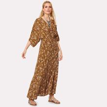 Shein Knot Wrap Back Floral Dolman Dress