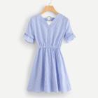 Shein Double Plunge Ruffle Stripe Dress