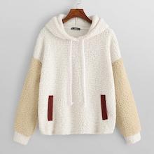 Shein Contrast Sleeve Teddy Hoodie