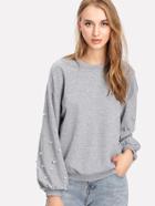 Shein Pearl Beaded Drop Shoulder Pullover