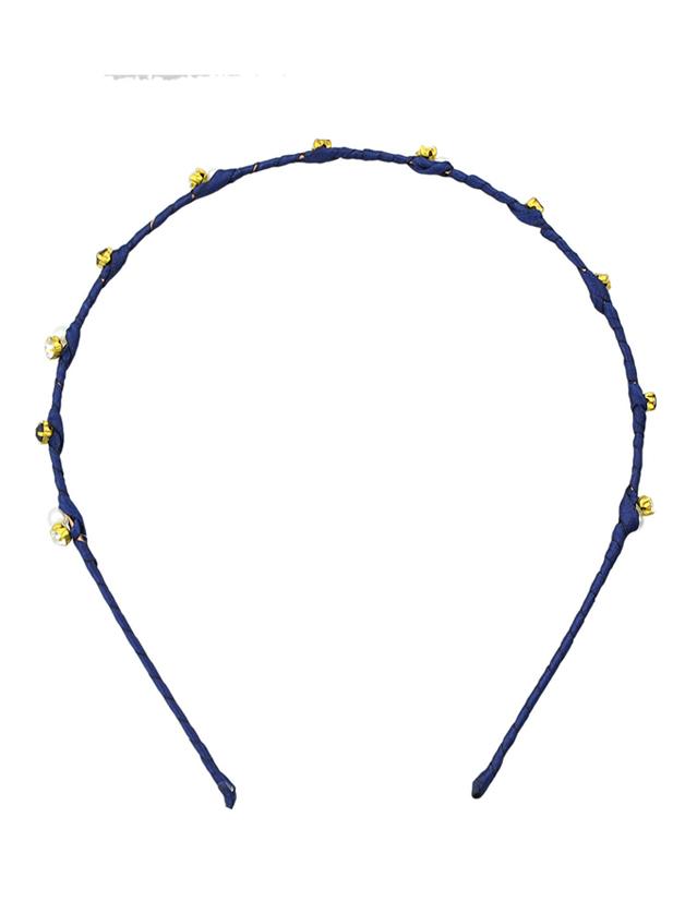 Shein Darkblue Cute Pearl And Rhinestone Thin Hair Band