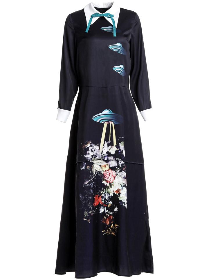 Shein Bowknot Airship Print Maxi Dress
