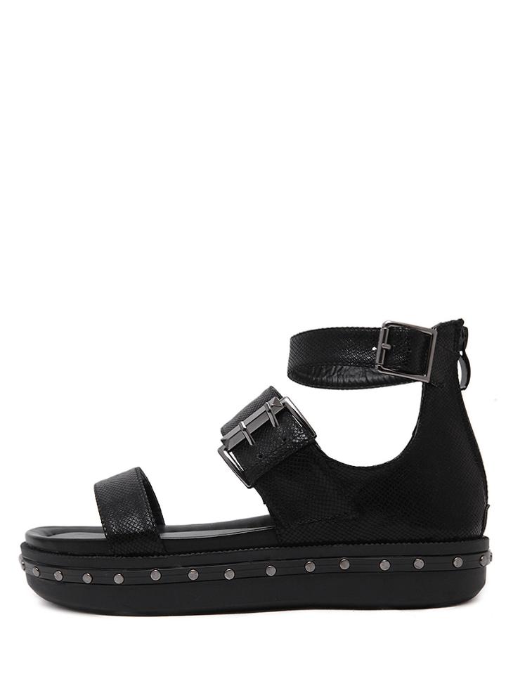 Shein Black Open Toe Block Gladiator Sandals