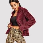Shein High Neck Solid Teddy Coat