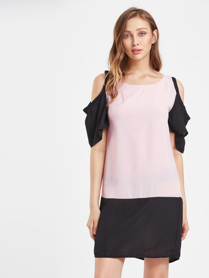 Shein Open Shoulder Contrast Dress