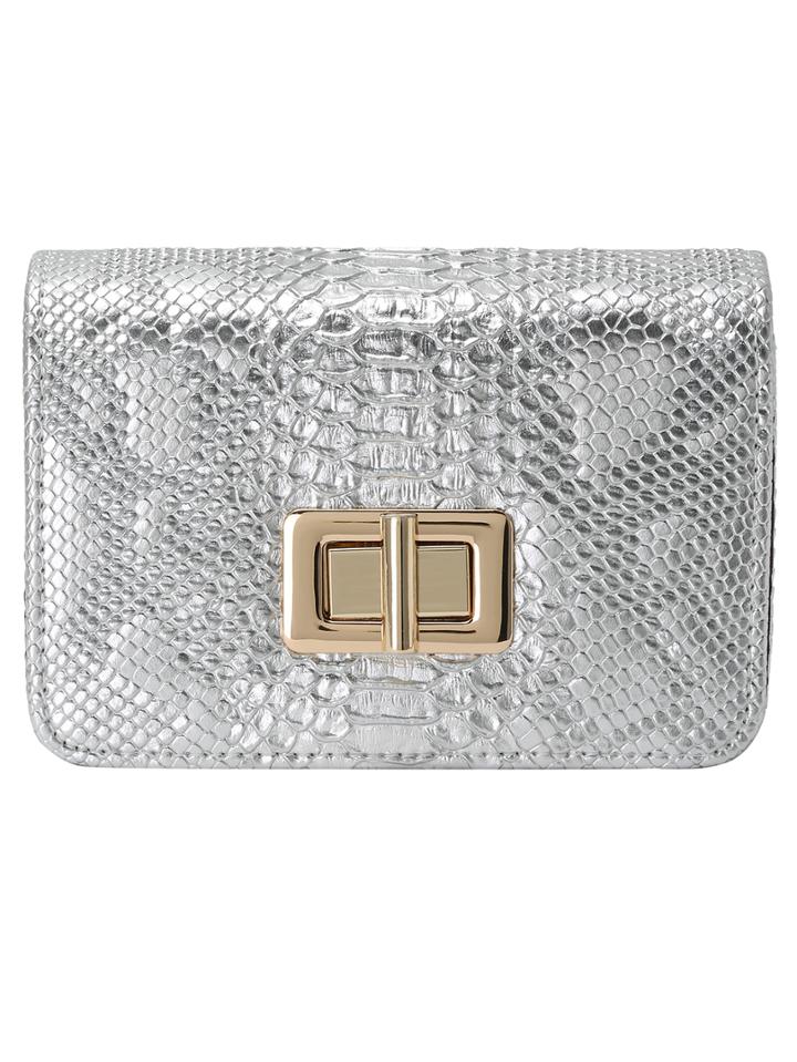 Shein Silver Twist Lock Crocodile Pu Bag