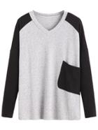 Shein Color Block T-shirt With Pocket