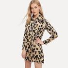 Shein Button Front Leopard Print Collar Dress
