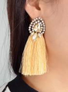 Shein Champagne Bohemian Style Colorful Water Drop Crystal Tassel Long Dangle Earring